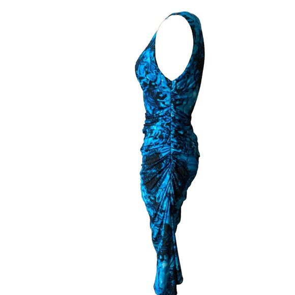 Jones NY Dress Cobalt Blue Black 10 Stretch Sheath Sleeveless Career Church NEW - Picture 4 of 6